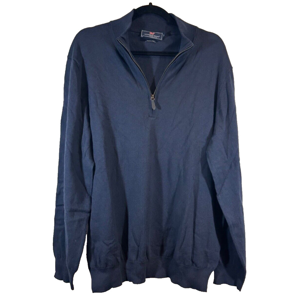 Vineyard Vines Mens XL Thaxter 1/4 Zip Pullover Sweater Italy Cashmere Blend A47